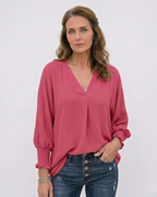 Smocked Cuff Crinkle Blouse